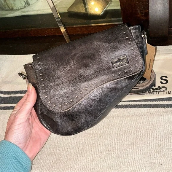 Bed Stu Distressed Black Leather Crossbody Bag - Picture 9 of 15
